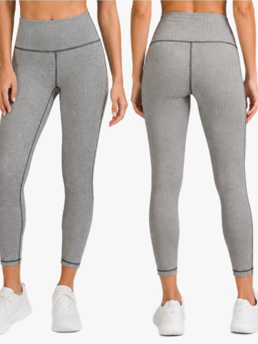 Lululemon High Times Pant Heathered Herringbone Heathered White Slate Sz 4 Ghost